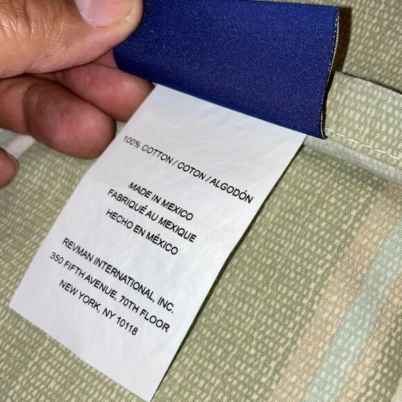 TOMMY BAHAMA Green Tan Serenity Cotton Striped King Pillow Sham 40 x 24 inches - Picture 8 of 10